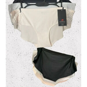 New Balance XL Blush-Black-Gray Bonded Seamless No Show Hipster Panties-3 Pk